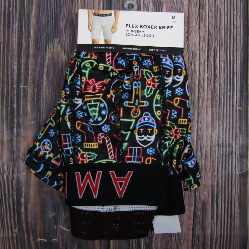 American Eagle NEW‎ NWT Mens Medium Boxer Briefs Holiday Retro Christmas Gift
